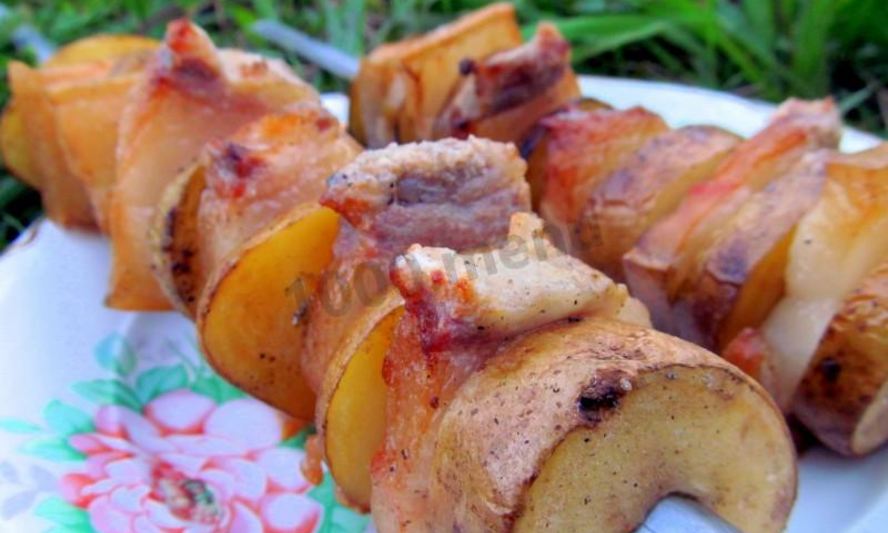 Рецепт шашлыка с салом и картошкой
