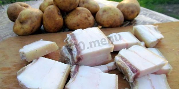 шашлык с салом и картошкой