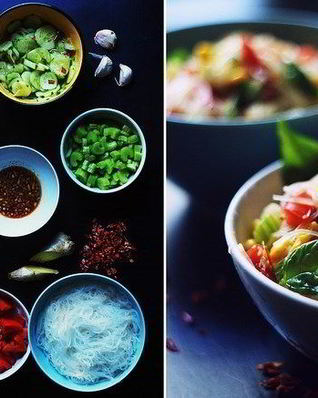 Стеклянная лапша с имбирным соусом