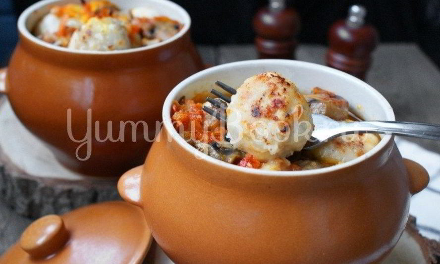 Рецепт куриных тефтелей в горшочках