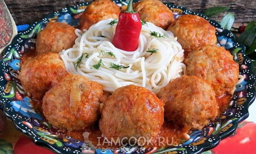 Рецепт спагетти с тефтелями в томатном соусе