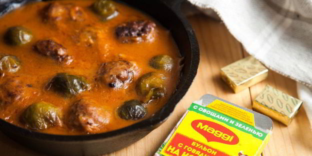 тефтели с брюссельской капустой в нежном соусе