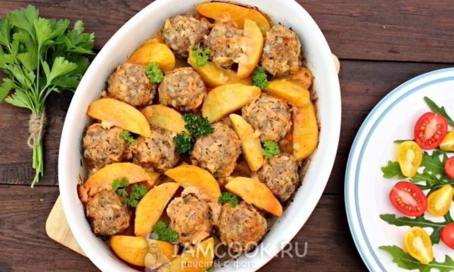 Рецепт тефтелей с картошкой в духовке