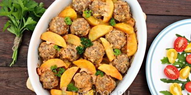 тефтели с картошкой в духовке