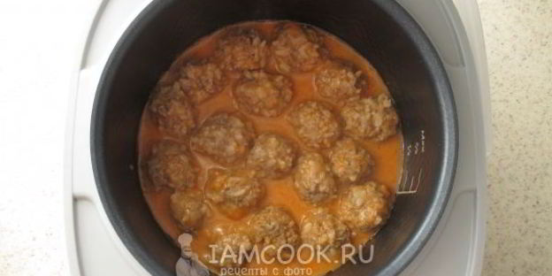 тефтели с рисом с подливкой в мультиварке