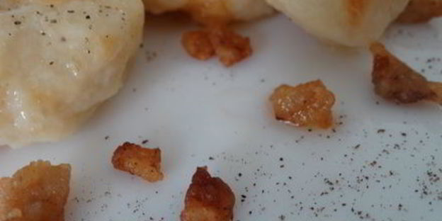 ленивые вареники из картошки со шкварками