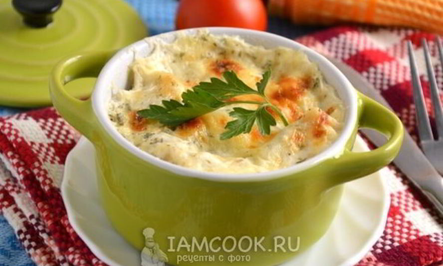 Рецепт вареников с картофелем, запеченные под сырной корочкой