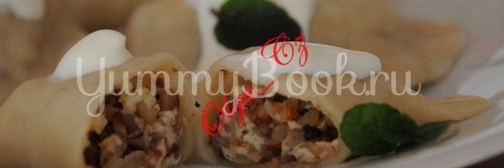 Вареники с творогом, гречневой кашей и мятой