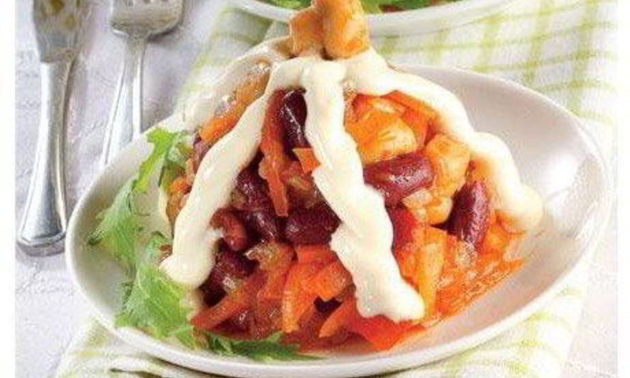 Рецепт фасолевого салата с копченой курицей