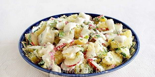 картофельный салат с редисом