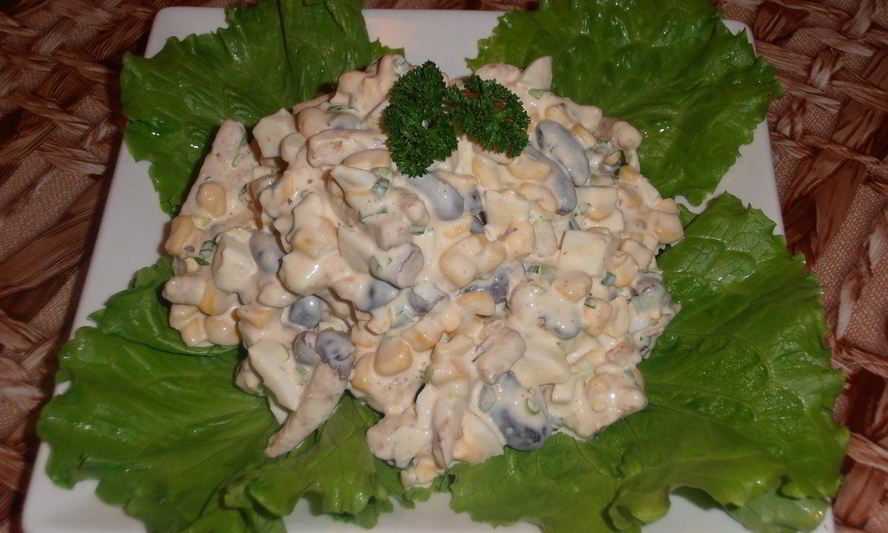 Рецепт салата из фасоли и яиц