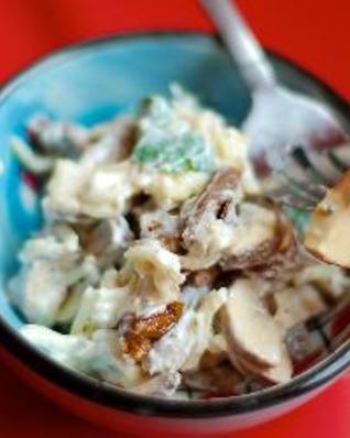 Салат из сердца с грибами и сыром