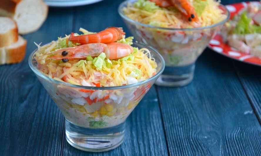 Рецепт салата коктейль с сыром