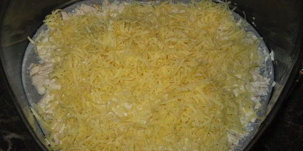 салат овощной бум с курицей