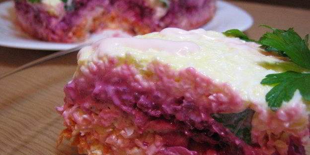 салат овощной бум с курицей