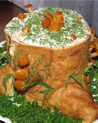 Салат Пенек с опятами