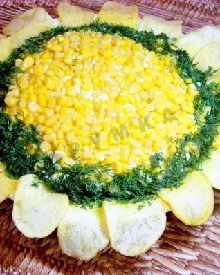 Салат Подсолнух с печенью трески