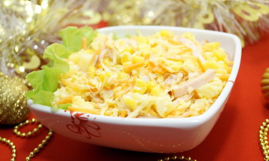 Рецепт салата с ананасами лис