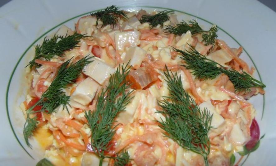 Рецепт салата с копченой курицей и корейской морковью