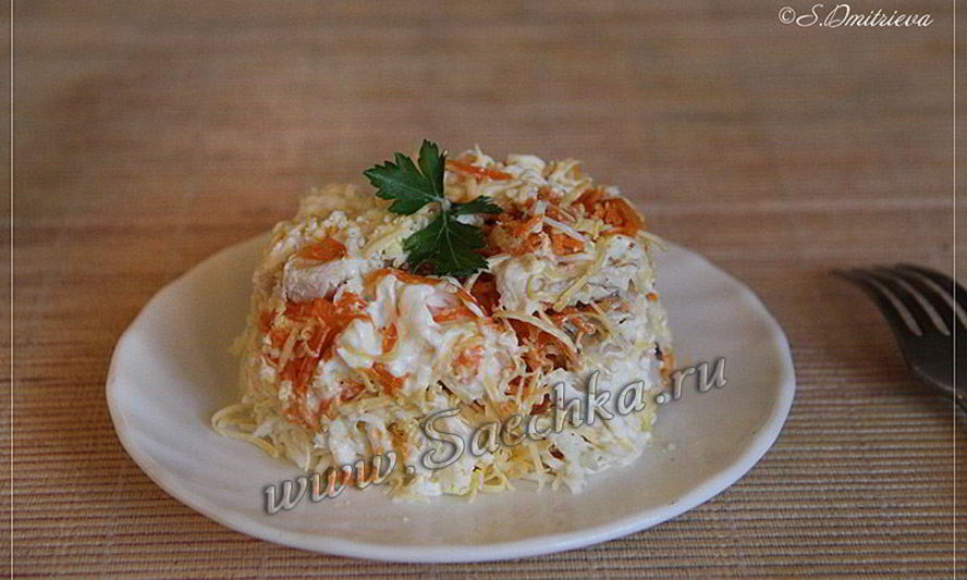 Рецепт салата с корейской морковью и курицей бунито