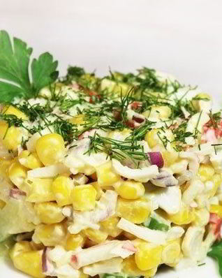 Салат с крабовыми палочками и рисом