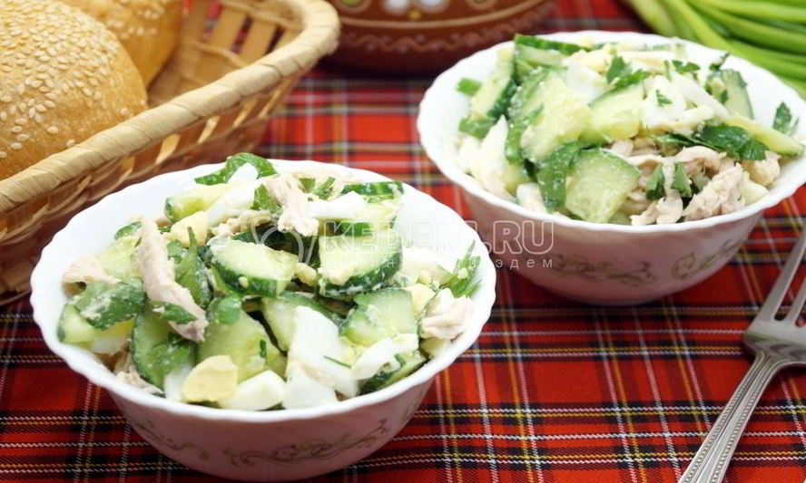 Рецепт салата с курицей и огурцом