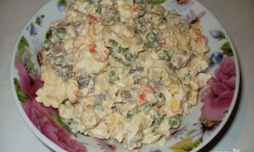 Рецепт салата столичного с мясом