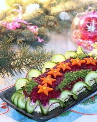 Слоеный салат Звездный