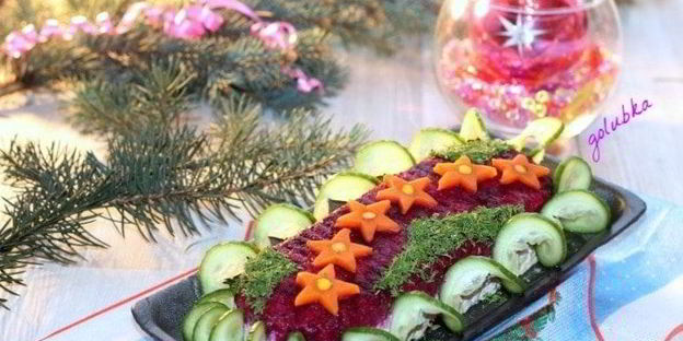 слоеный салат звездный