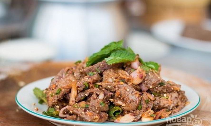 Рецепт теплого тайского салата с говядиной