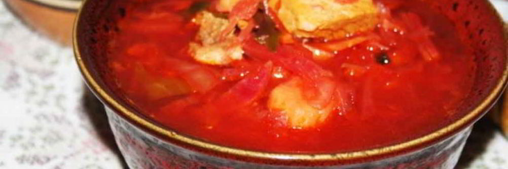 Борщ на свиной лопатке с квашеной капустой