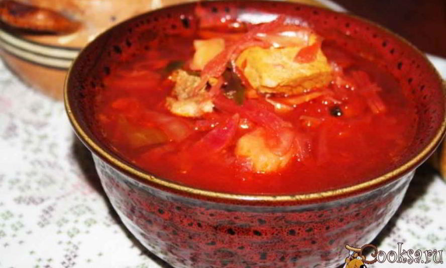 Рецепт борща на свиной лопатке с квашеной капустой