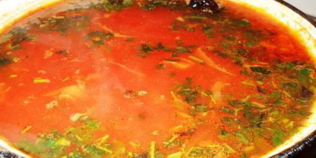 борщ постный с килькой и грушами