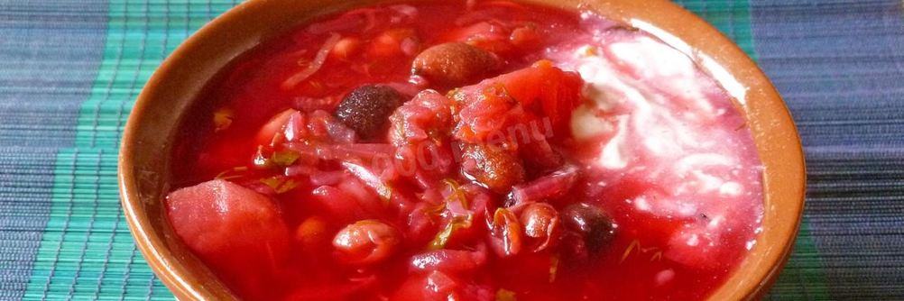 Борщ с фасолью постный