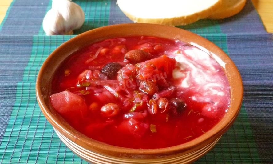 Рецепт борща с фасолью постный