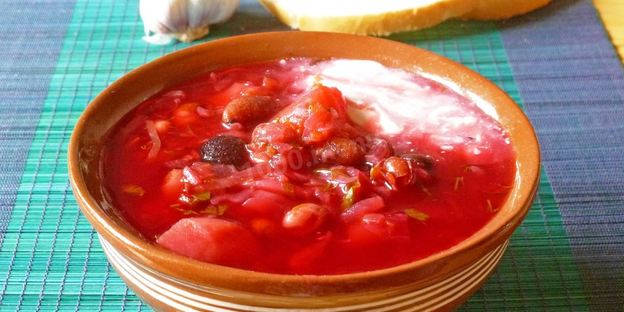 борщ с фасолью постный