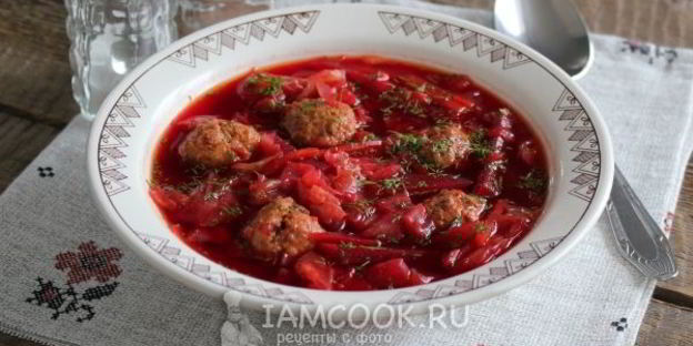 борщ с фрикадельками в мультиварке