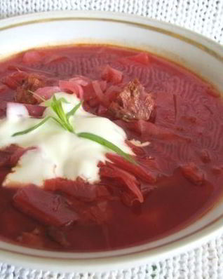 Борщ с копчеными ребрышками