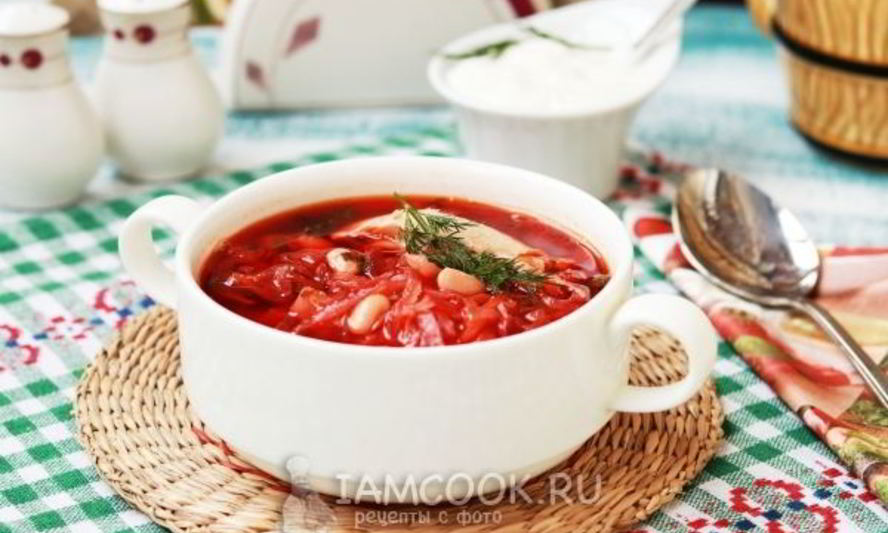 Рецепт борща с курицей и фасолью