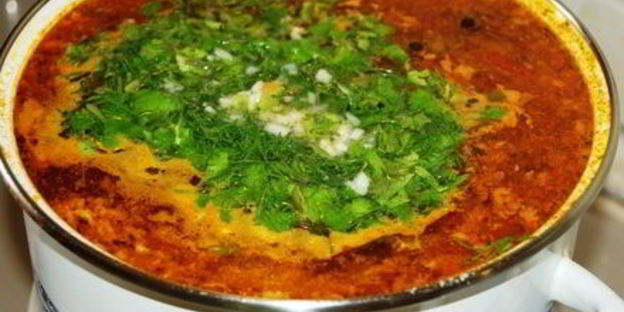 летний борщ без свеклы с помидорами