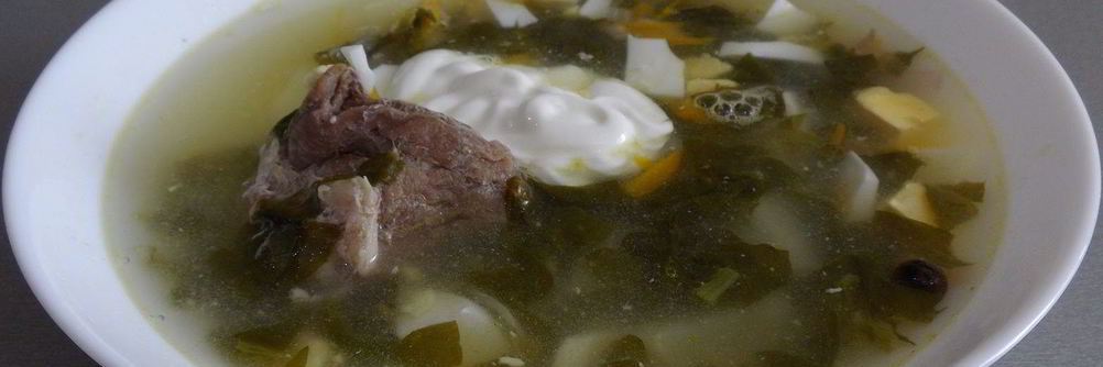 Зеленый борщ с консервированным щавелем