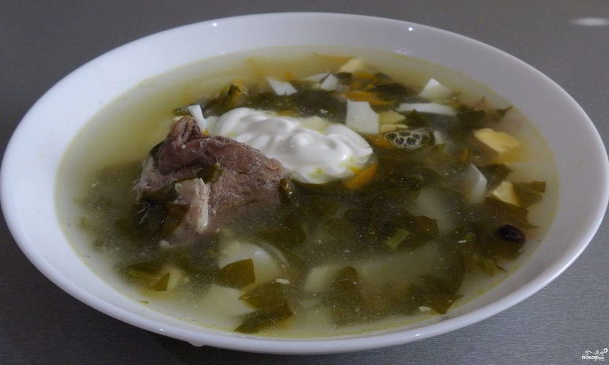 Рецепт зеленого борща с консервированным щавелем