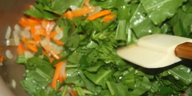 зеленый борщ со щавелем и виноградными листьями