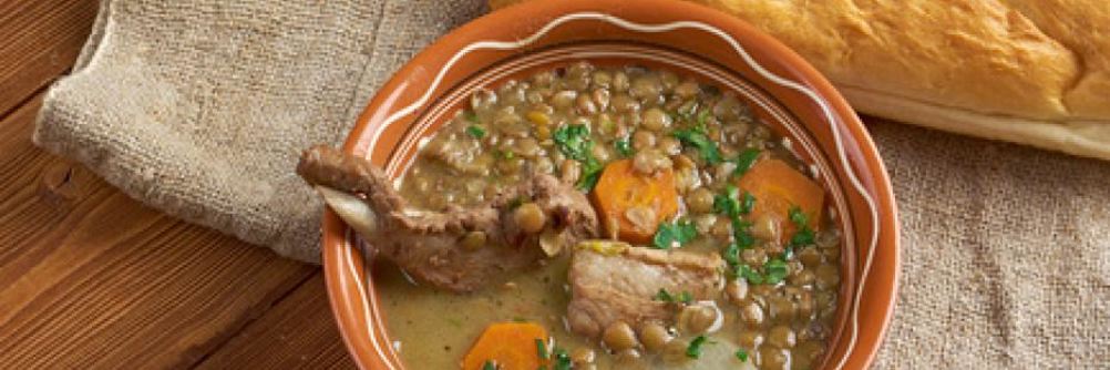 Французский суп с чечевицей и дижонской горчицей