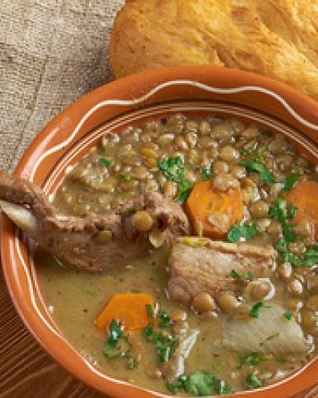 Французский суп с чечевицей и дижонской горчицей