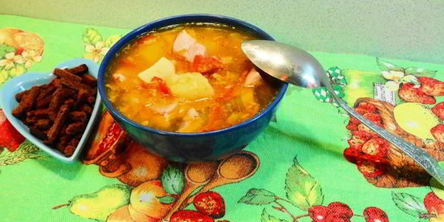гороховый суп с копченой курицей