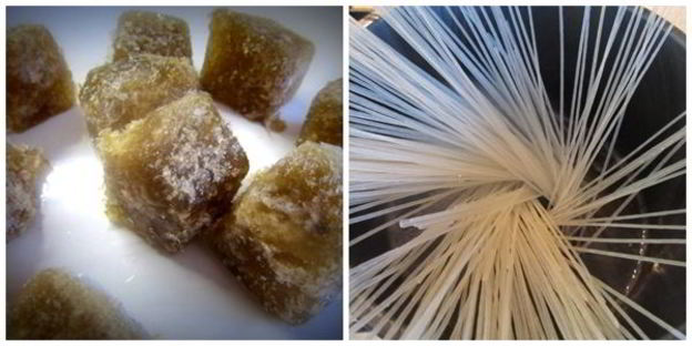 мисо суп с курицей, грибами и рисовой лапшой