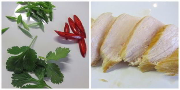 мисо суп с курицей, грибами и рисовой лапшой