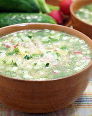 Окрошка с колбасой