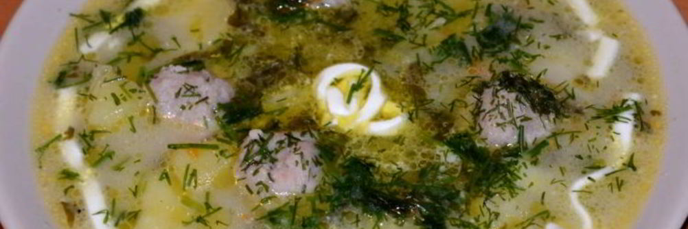 Щавелевый супчик с фрикадельками и плавленым сыром